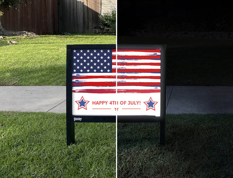 Tattered July 4th Yardsy Sign - Day Night