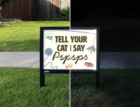 Tell Your Cat Yardsy Sign - Day Night