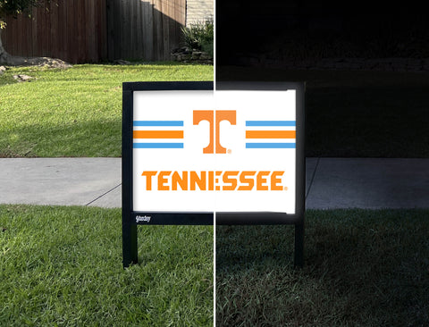 Tennessee T Stripes White Yardsy Sign - Day Night
