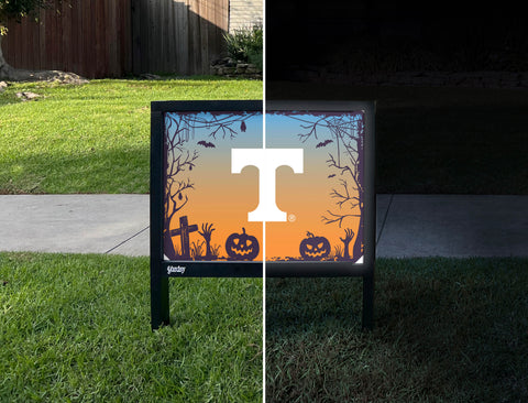 Halloween Sunset Frame Tennessee T Yardsy Sign - Day Night