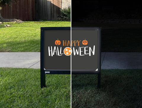 Happy Halloween Tennessee Orange Black Yardsy Sign - Day Night