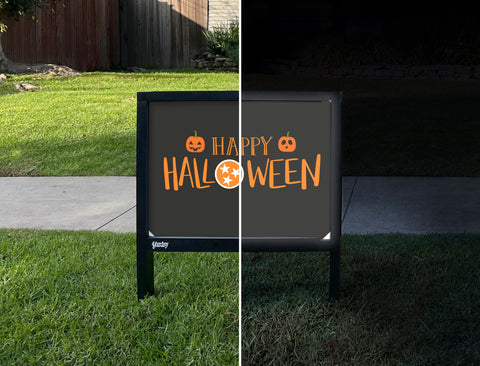 Happy Halloween Tennessee Orange Black Yardsy Sign - Day Night