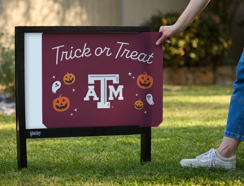 Texas A&M Halloween Trick Or Treat Yardsy Sign - Interchangeable