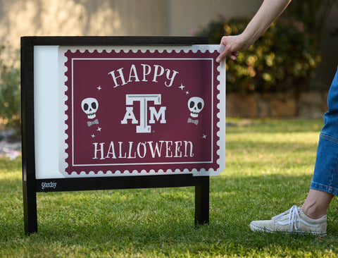 Texas A&M Happy Halloween Skulls Yardsy Sign - Interchangeable