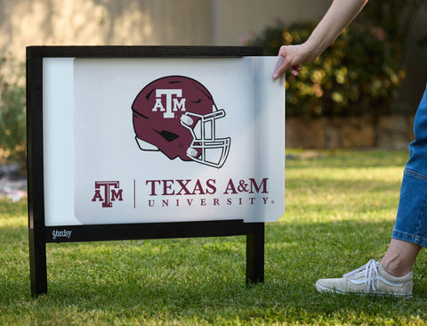 Texas A&M Helmet White Yardsy Sign - Interchangeable