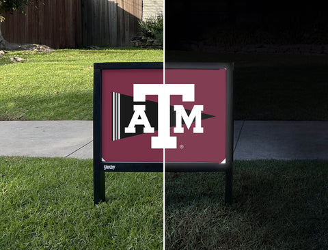 Texas A&M Pennant Flag Maroon Yardsy Sign - Day Night