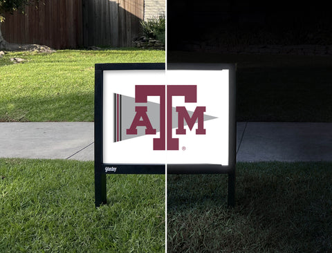 Texas A&M Pennant Flag White Yardsy Sign - Day Night