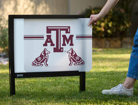 Texas A&M Reveille Mascot White Yardsy Sign - Interchangeable