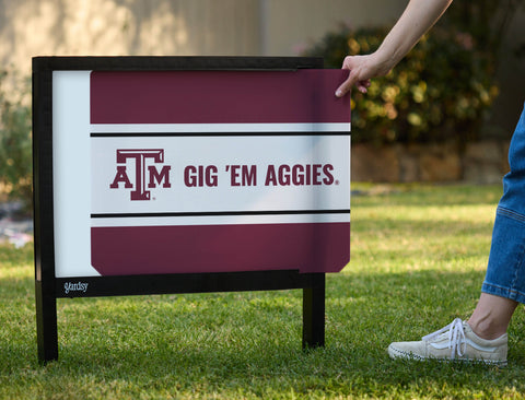 Texas A&M University Gig Em Aggies Maroon Yardsy Sign - Interchangeable