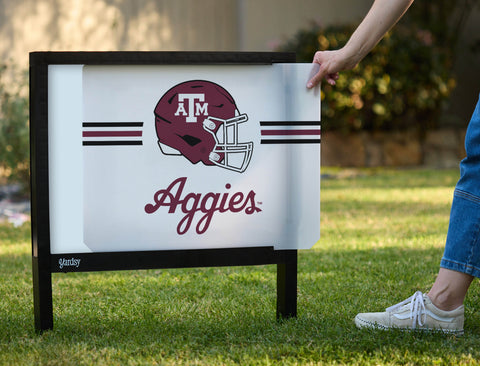 Texas A&M University Helmet White Yardsy Sign - Interchangeable