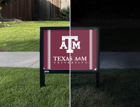Texas A&M University Logo Maroon Yardsy Sign - Day Night