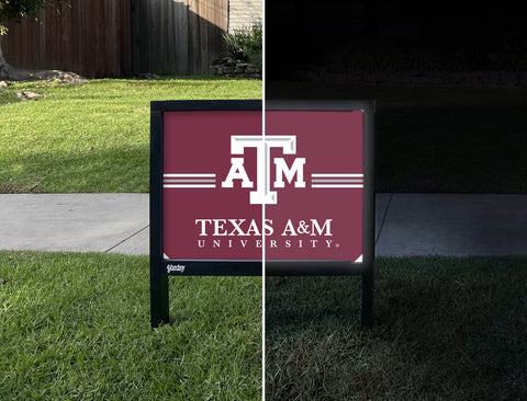 Texas A&M University Maroon Yardsy Sign - Day Night