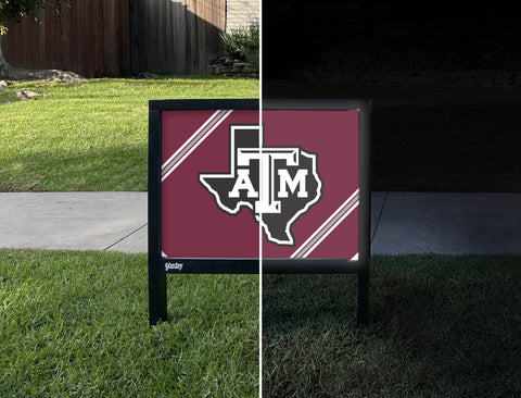 Texas A&M University State Maroon Yardsy Sign - Day Night