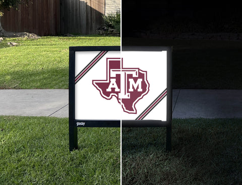 Texas A&M University State White Yardsy Sign - Day Night