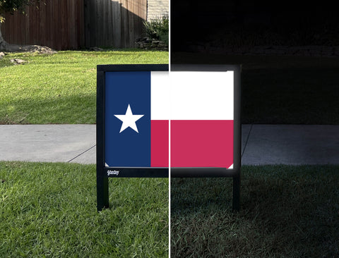 Texas State Flag Yardsy Sign - Day Night