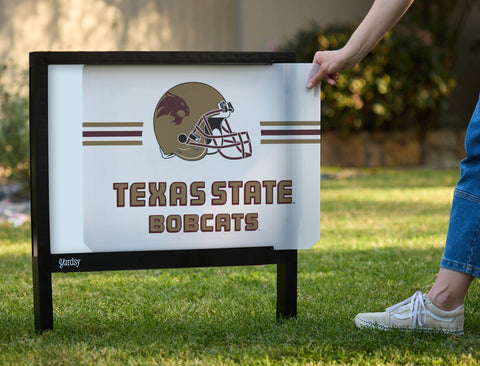Texas State Bobcats Helmet White Yardsy Sign - Interchangeable