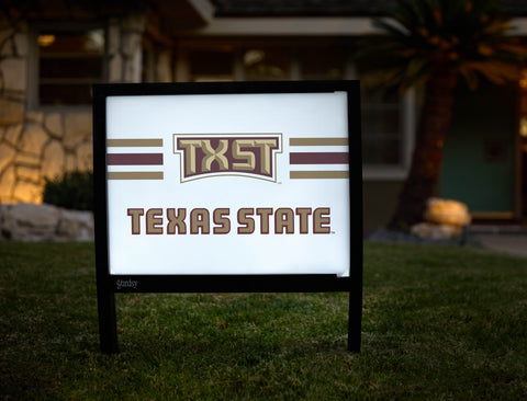 Texas State TXST Stripes White Yardsy Sign - Hero