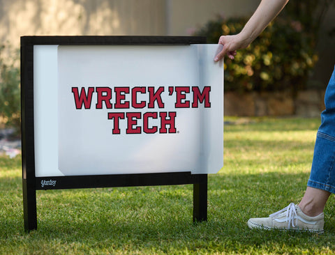 Texas Tech Wreck Em White Yardsy Sign