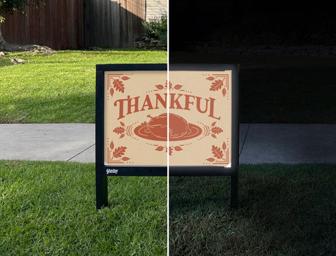 Thankful Yardsy Sign - Day Night