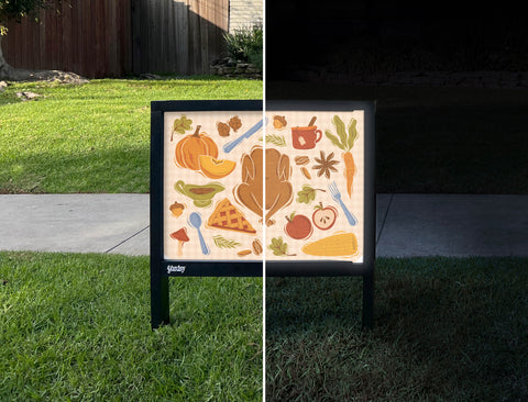 Thanksgiving Feast Yardsy Sign - Day Night