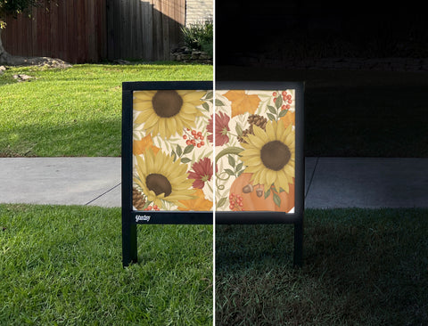 Thanksgiving Flowers Yardsy Sign - Day Night
