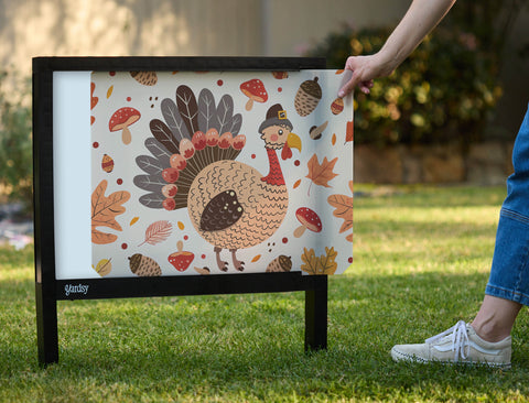 Thanksgiving Pilgrim Turkey Yardsy Sign - Interchangeable