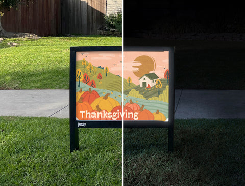 Thanksgiving Scene Yardsy Sign - Day Night
