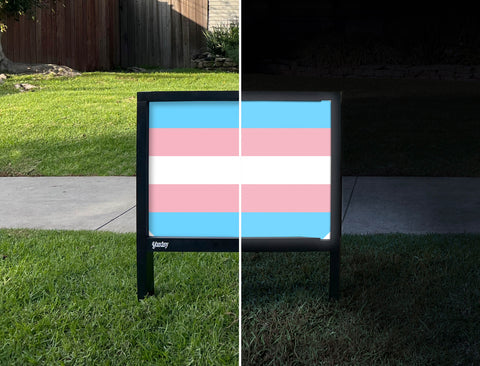 Transgender Pride Flag Yardsy Sign - Day Night