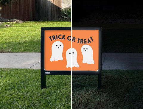 Trick Or Treat Ghosts Yardsy Sign - Day Night