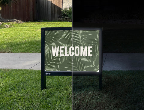 Tropical Welcome Yardsy Sign - Day Night
