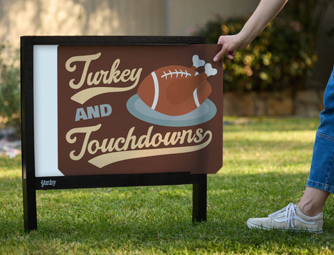 Turkey And Touchdowns Yardsy Sign - Interchangeable