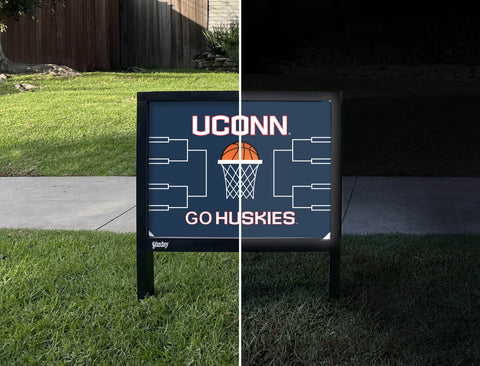 UCONN Basketball Yardsy Sign - Day Night