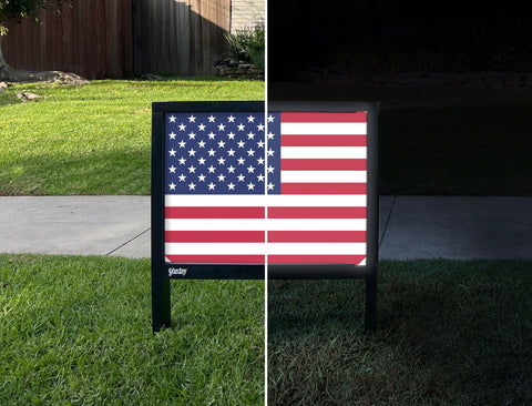 USA Flag Yardsy Sign - Day Night