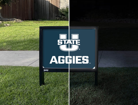 USU Aggies Blue Yardsy Sign - Day Night