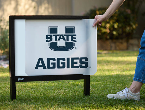 USU Aggies White Yardsy Sign - Interchangeable