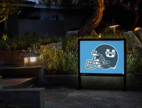 USU Helmet Light Blue Yardsy Sign - Flat Feet