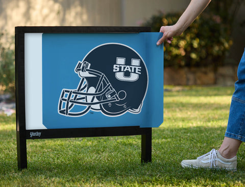 USU Helmet Light Blue Yardsy Sign - Interchangeable