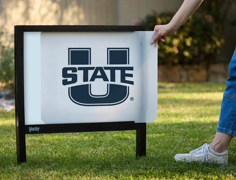 USU White Yardsy Sign - Interchangeable