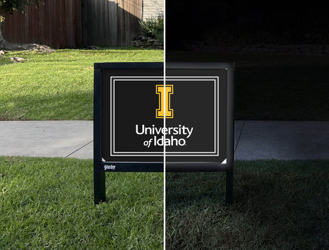 University of Idaho Black Yardsy Sign - Day Night