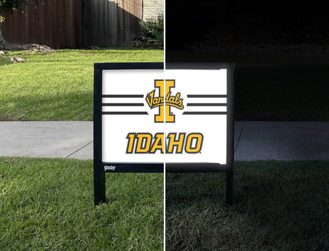 University of Idaho I Vandals White Yardsy Sign - Day Night