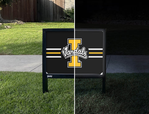 University of Idaho Vandals Black Yardsy Sign - Day Night