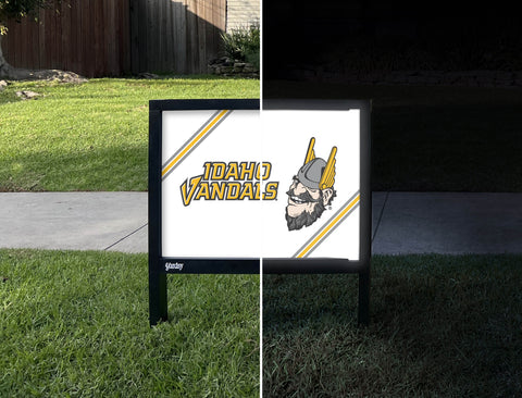 University of Idaho Vandals Mascot White Yardsy Sign - Day Night
