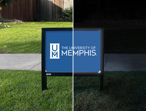 University of Memphis UM Blue Yardsy Sign - Day Night