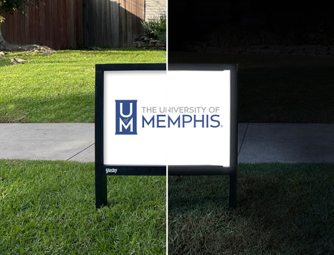 University of Memphis UM White Yardsy Sign - Day Night
