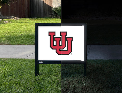 University of Utah Simple White Yardsy Sign - Day Night