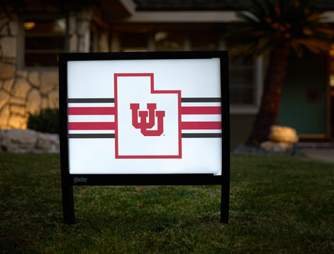 University of Utah State Outline White Yardsy Sign - Hero