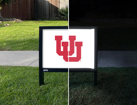 University of Utah White Yardsy Sign - Day Night