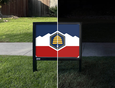 Utah State Flag Yardsy Sign - Day Night