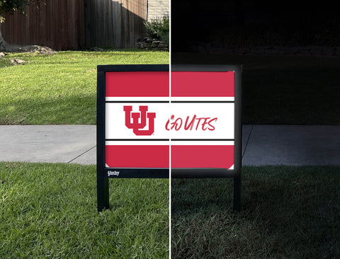 Utah Go Utes Red Yardsy Sign - Day Night
