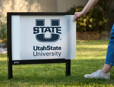 Utah State University White Yardsy Sign - Interchangeable